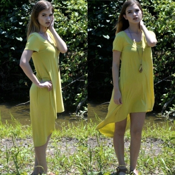 Canary Yellow HiLo T-shirt Dress by Bo Bel - Picture 4 of 8